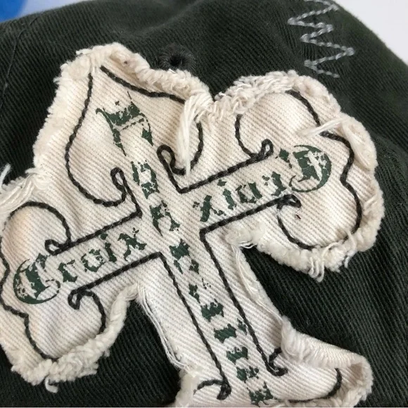 Leader Croix de Lorraine Distressed Green Baseball Cap - Picture 10 of 14